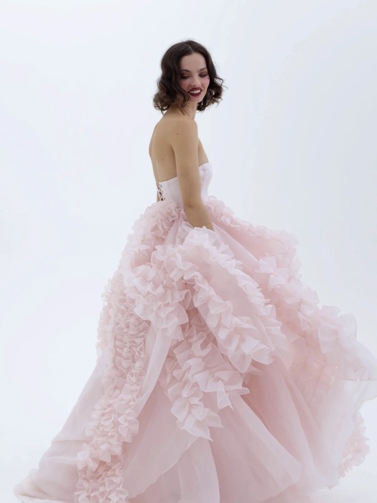 Selkie Dresses & Skirts - Selkie Blush Riviera Pink Ruffled Ball Gown Dress with removable sleeves